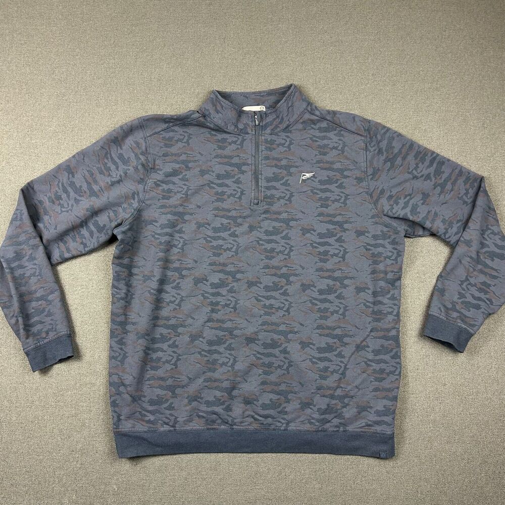 Tasc Performance Pullover Mens XL Blue Camo Performance Bamboo Quarter Zip‎
